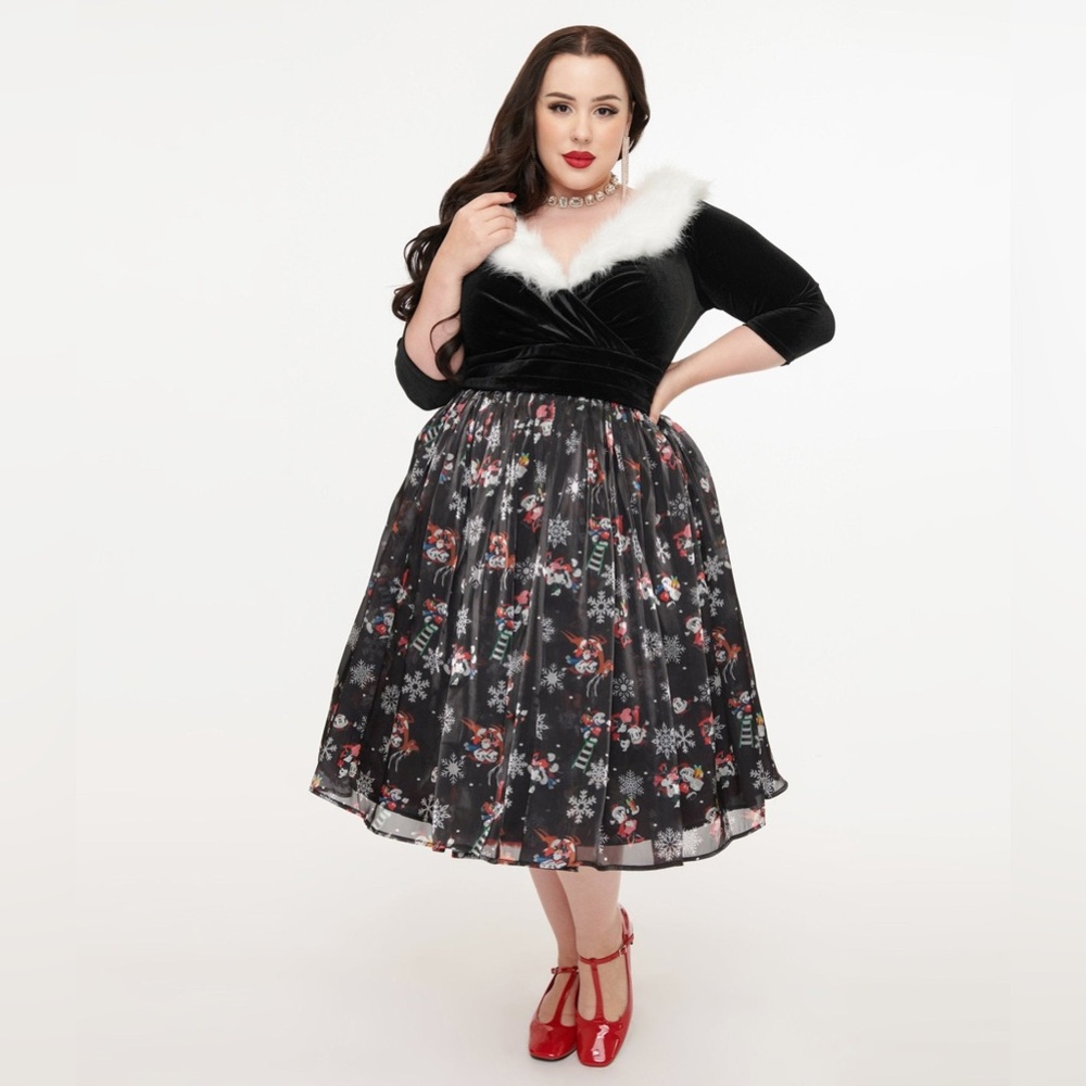 Disney Holiday Collection by Unique Vintage Mickey & Minnie swing dress, 2X